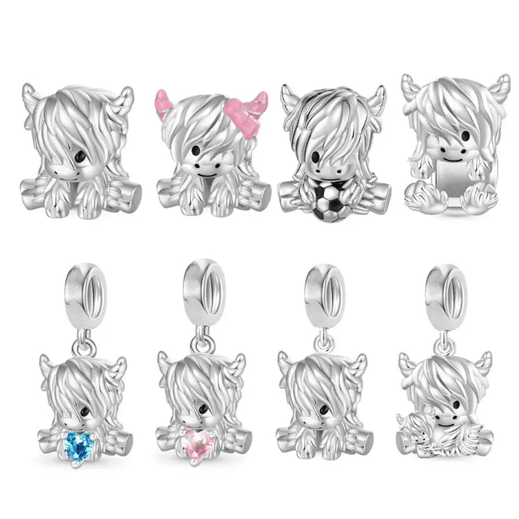 New Arrivals Highland Cow Dangle Charm Bead for Women fit European Original Silver Bracelet DIY Jewelry Accessories Gift Jewelry and Clovers