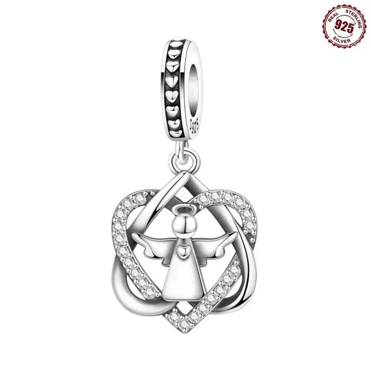MISEFF New Original Bracelet 925 Sterling Silver Lovely Angel Girl Charms Beads For Jewelry Gifts Jewelry and Clovers