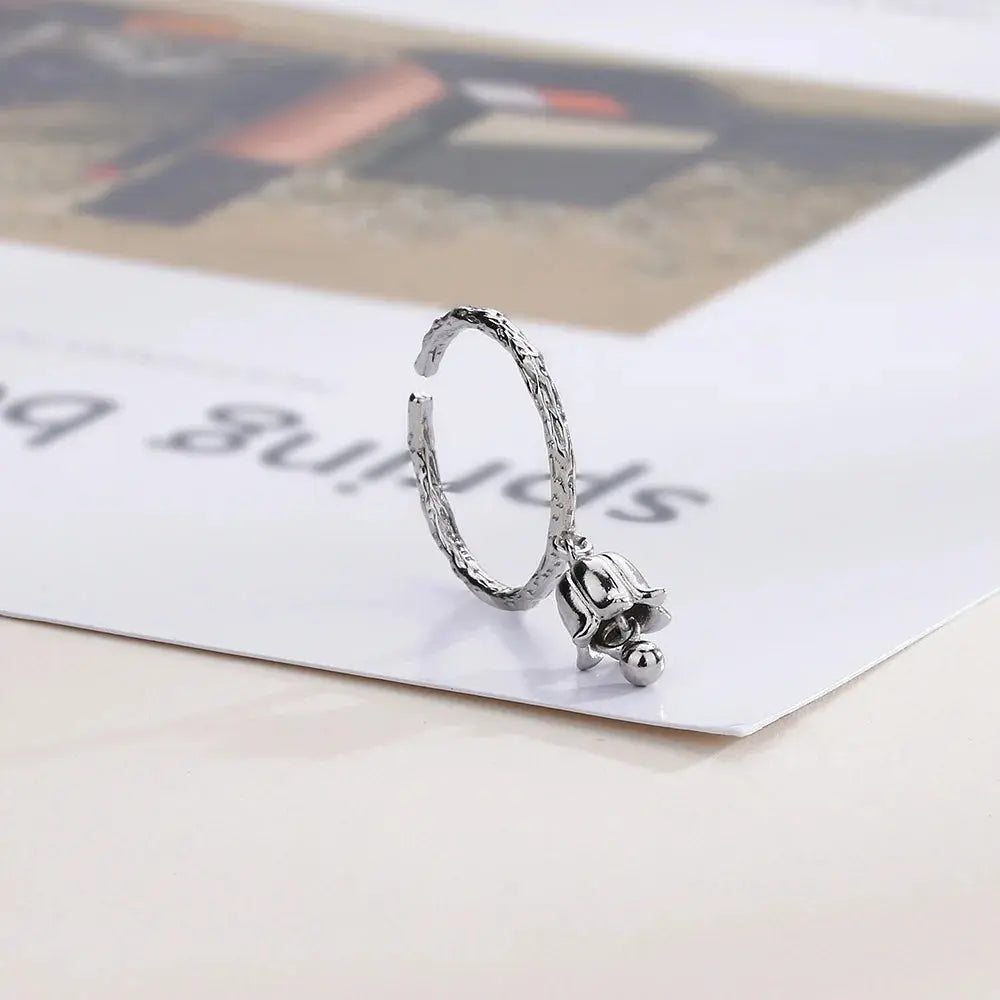 New Fashion Silver Color Green Flower Leaf Rose Daisy Enamel Open Finger Rings For Women Girl Jewelry Gift Dropship Wholesale Jewelry and Clovers