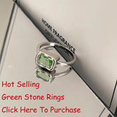 New Fashion Silver Color Green Flower Leaf Rose Daisy Enamel Open Finger Rings For Women Girl Jewelry Gift Dropship Wholesale Jewelry and Clovers