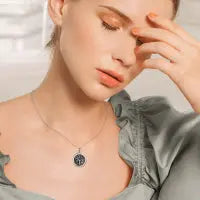 Tree of Life Photo Locket Urn Cremation Necklace Sterling Silver Retro Silver Jewelry and Clovers