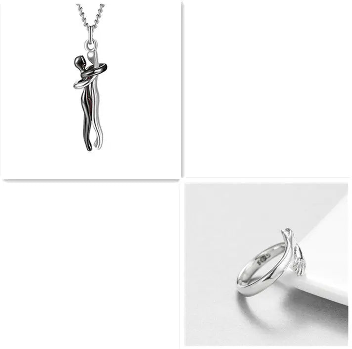 Love Hug Necklace Unisex Men Women Couple Jewelry Simple Temperament Clavicle Chain Valentines Day Lover Gifts Jewelry and Clovers