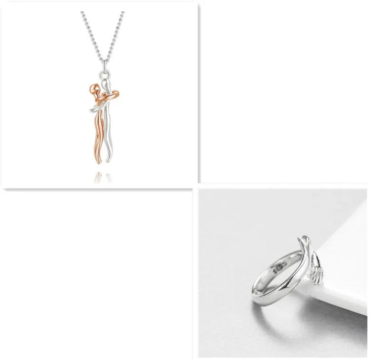 Love Hug Necklace Unisex Men Women Couple Jewelry Simple Temperament Clavicle Chain Valentines Day Lover Gifts Jewelry and Clovers