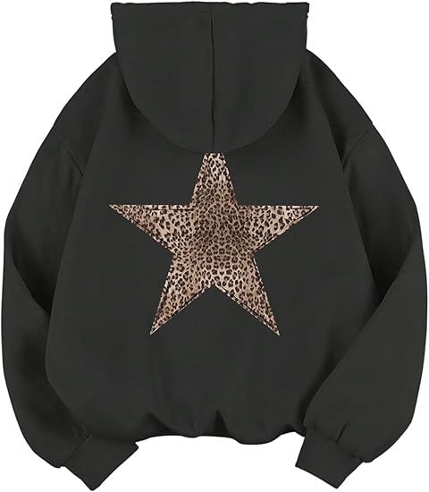 Womens Leopard-Star-Print Hoodie
