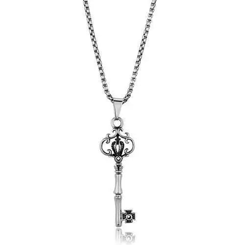 Old Fashion Key Necklace High polished (no plating)Solid Stainless Steel